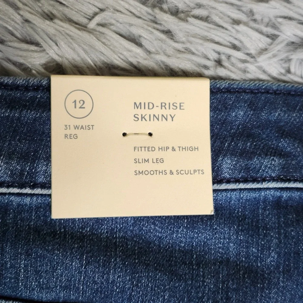 Universal Thread Skinny Jeans‎ Womens 12 12/31 Dark Blue Denim Mid Rise NWT New